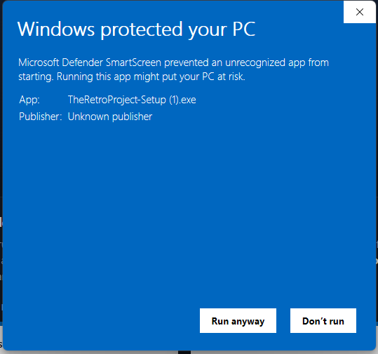 Windows SmartScreen, click Run anyway